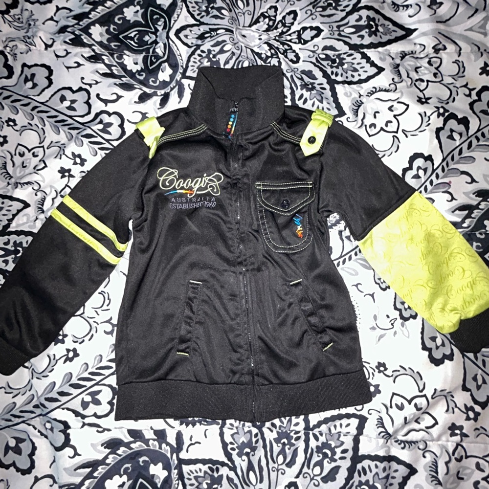 Coogi Black and Neon Green Jacket